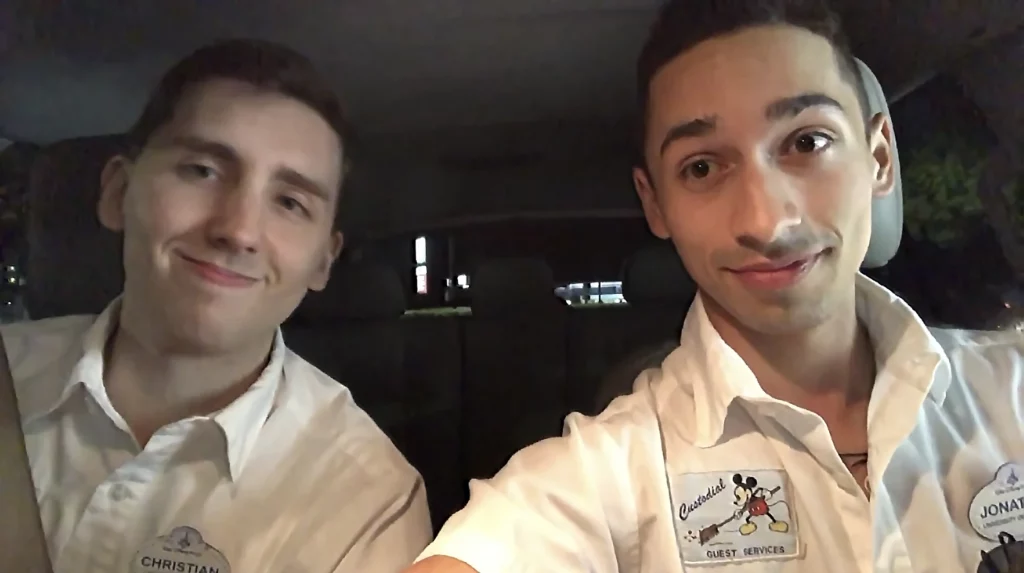 Custodial cast member Christian and JoJo Crichton after work on Valentine's Day