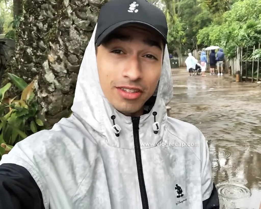 JoJo Crichton in Disney's Animal Kingdom in the rain
