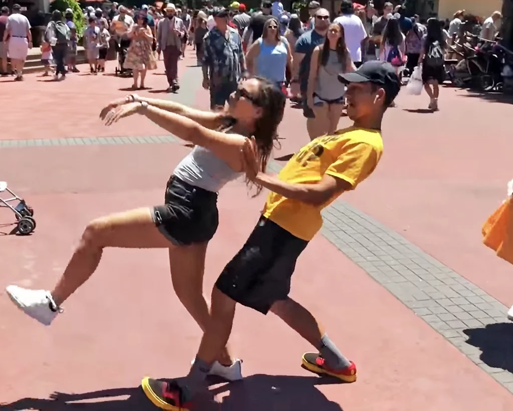 Annika of Annika's Paintbrush and JoJo Crichton dancing at Walt Disney World
