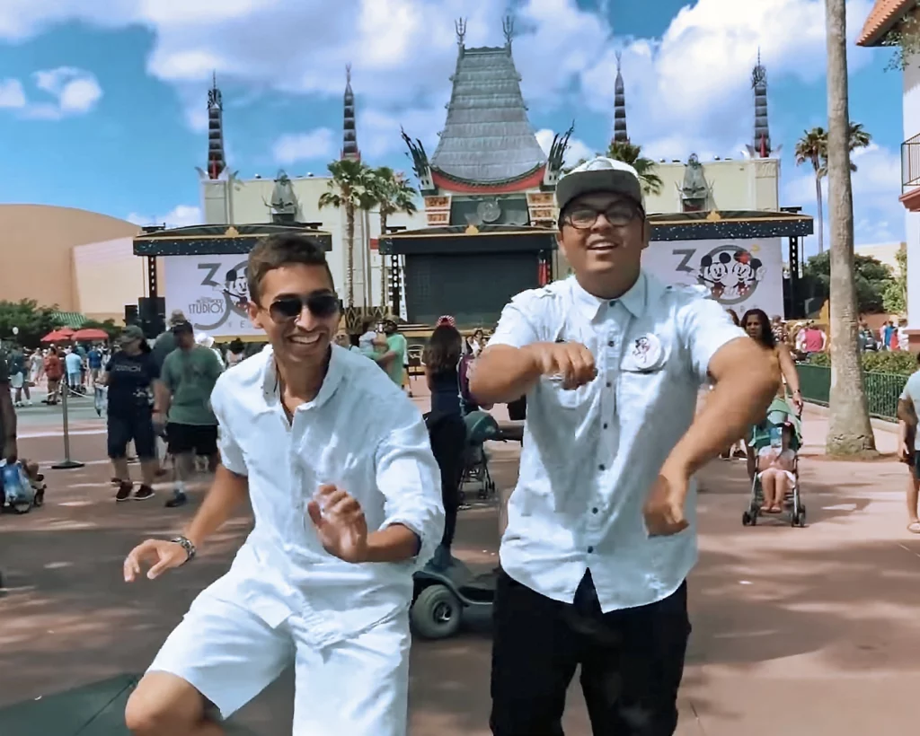 Duke Nainoa Gima and JoJo Crichton dancing at Disney's Hollywood Studios