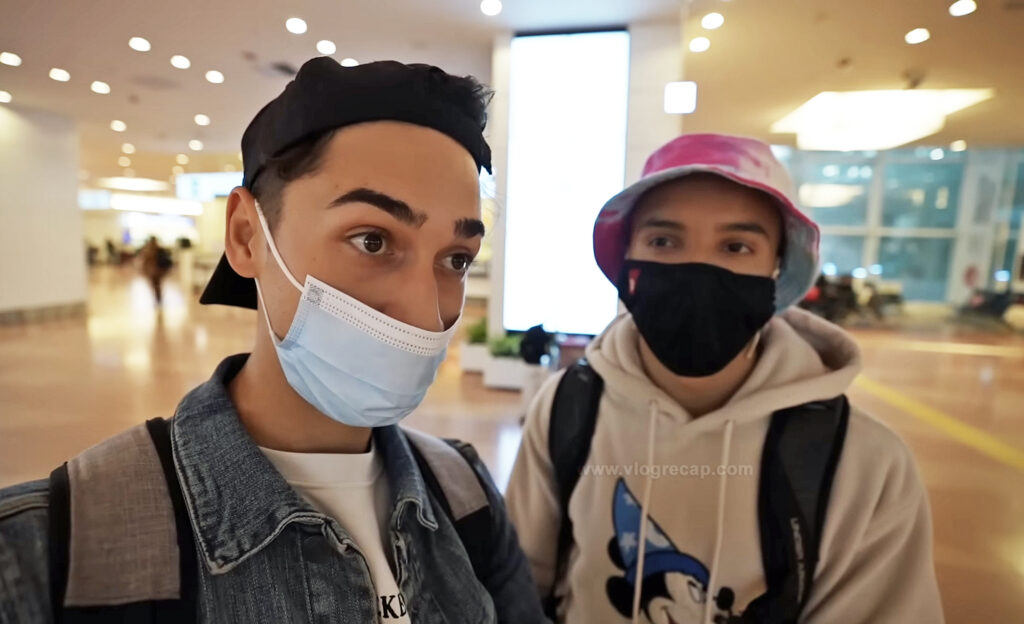 JoJo Crichton and Jason Jete Jeter at Tokyo airport