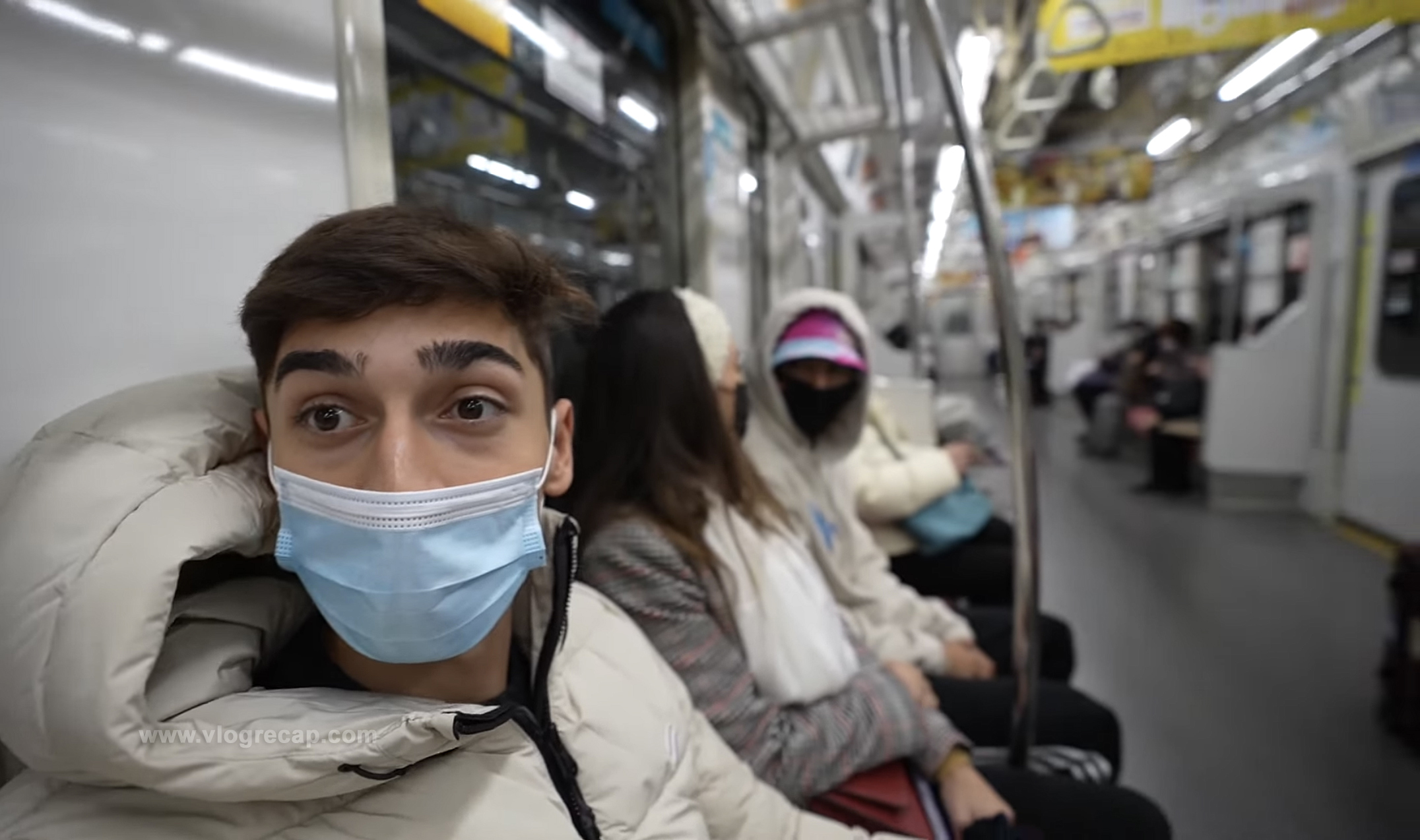 JoJo Crichton, Gabriela Vedders and Jason Jete Jeter on a train