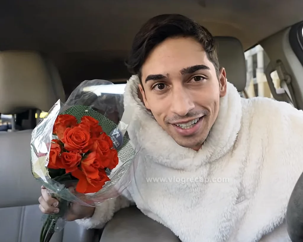 JoJo Crichton with roses on Valentine's Day