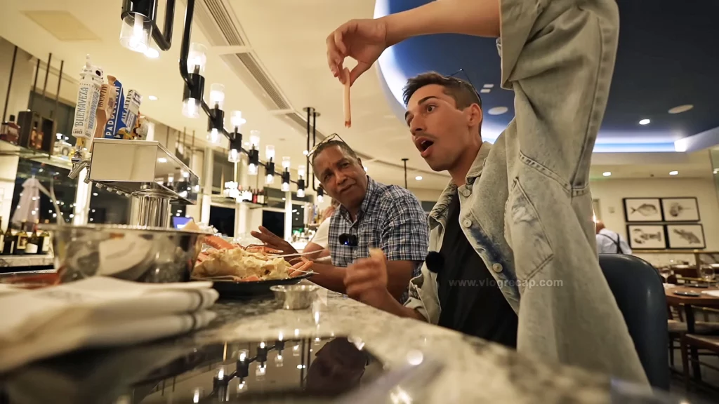 JoJo Crichton and his dad Noel Crichton at Paddlefish restaurant in Disney Springs