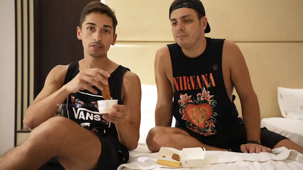 JoJo Crichton and Jake Mullen trying Dubai McDonalds chicken tenders