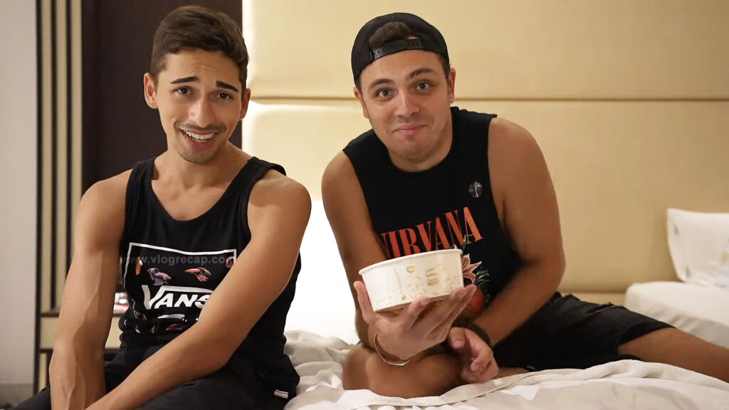 JoJo Crichton and Jake Mullen trying Dubai McDonalds rice bowls