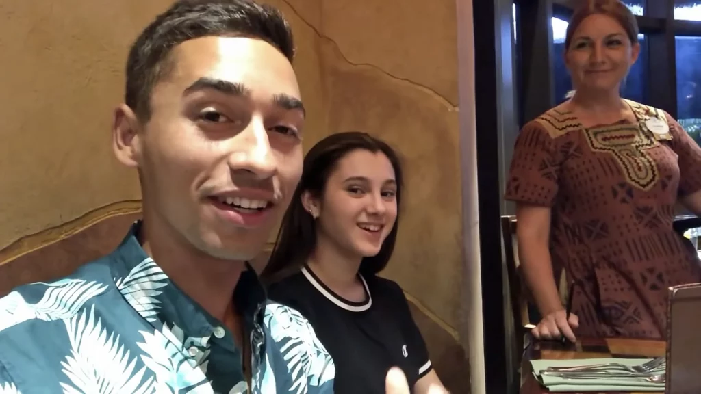 JoJo Crichton with cousin Katrina at Boma restaurant at Disney's Animal Kingdom Lodge