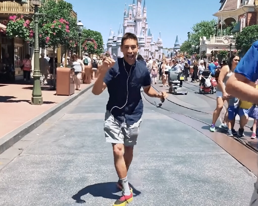 JoJo Crichton in Magic Kingdom dancing to the song Bad Guy