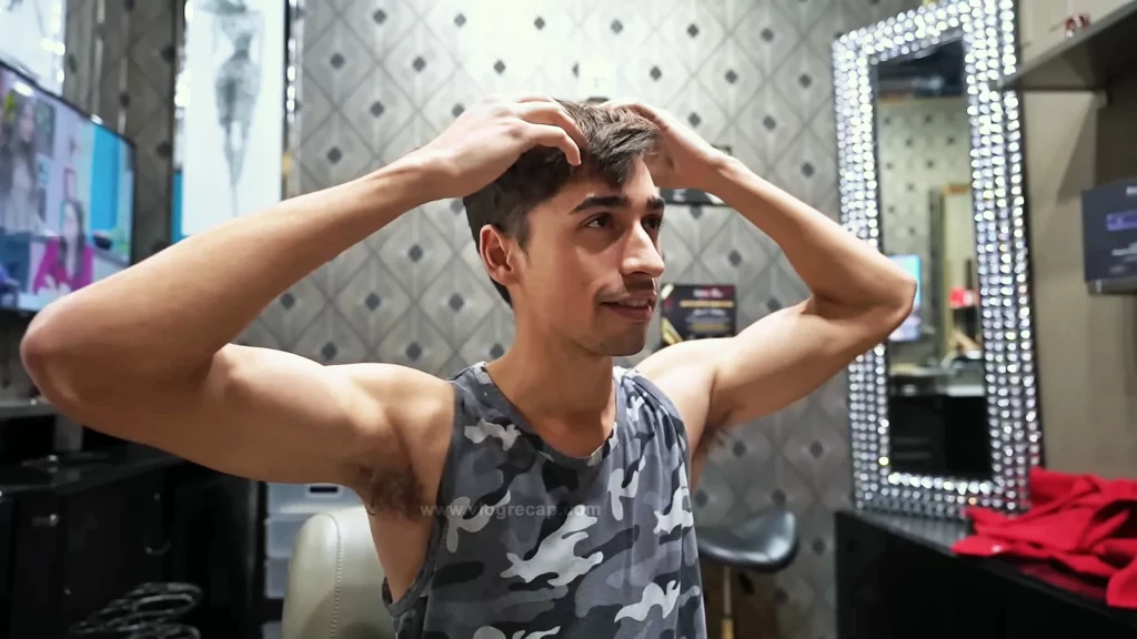 JoJo Crichton getting a haircut