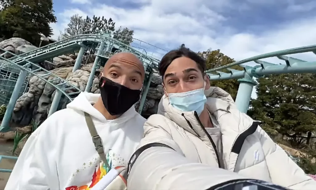 Jete Jeter and JoJo Crichton on a kiddie ride