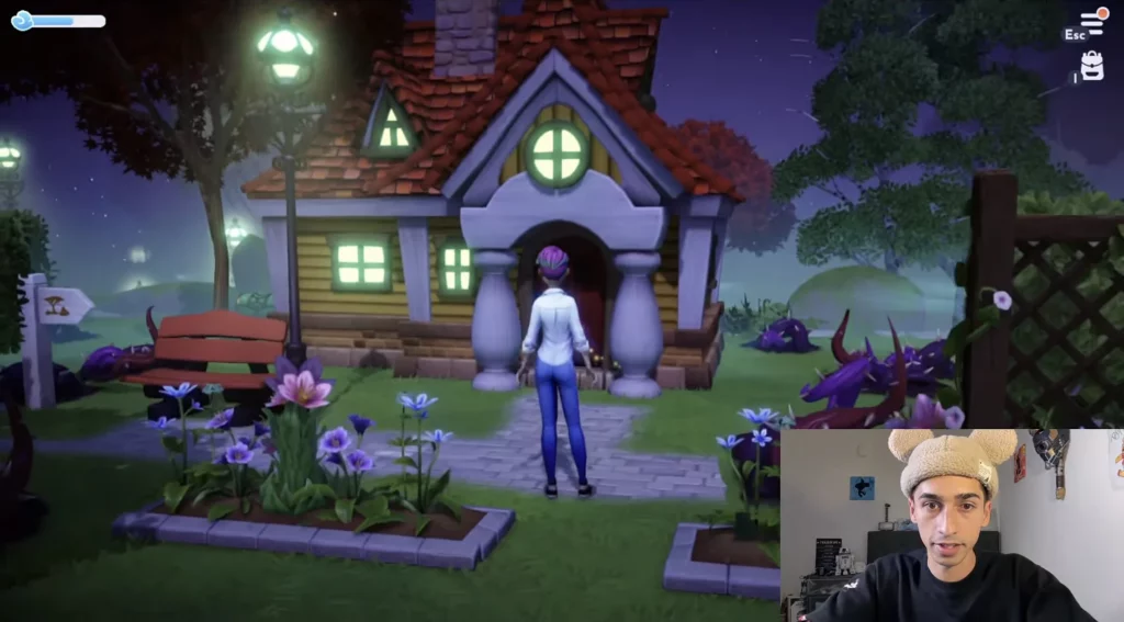 JoJo Crichton playing the game Dreamlight Valley during livestream