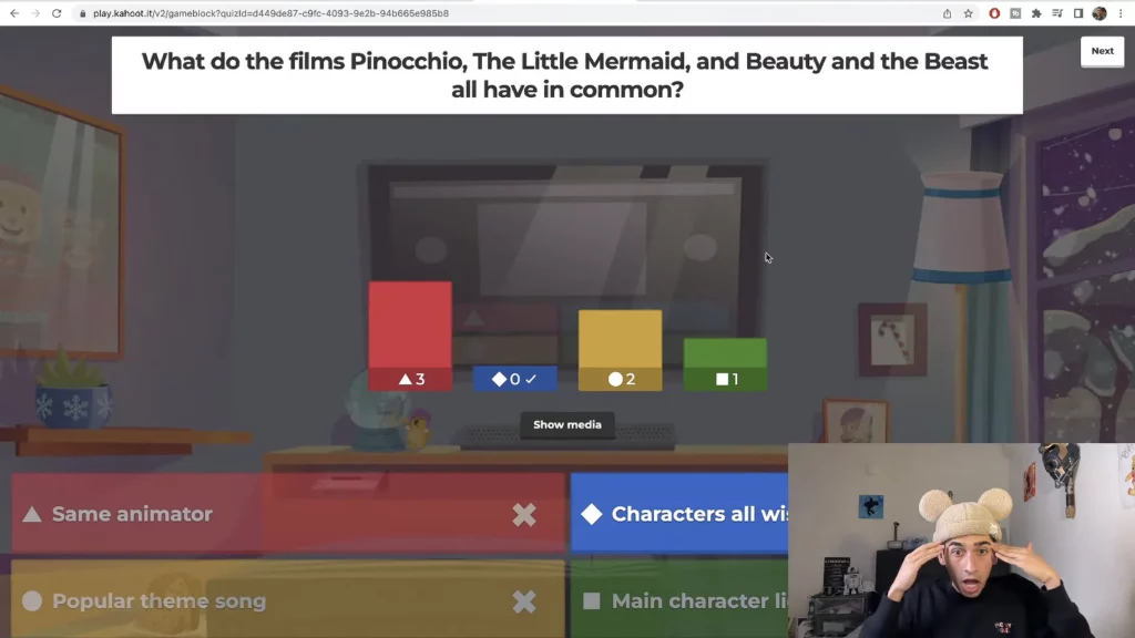 JoJo playing Disney trivia with viewers during YouTube livestream