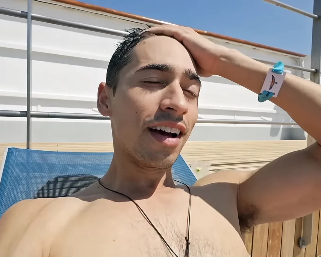 JoJo Crichton sunbathing on Margaritaville at Sea Paradise cruise