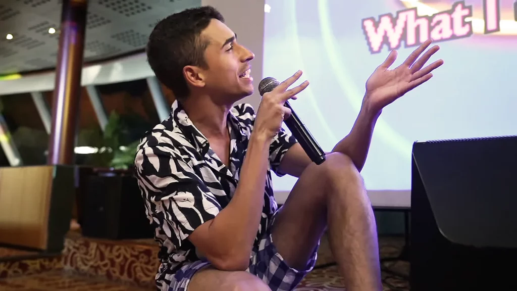 JoJo Crichton singing karaoke on Margaritaville at Sea Paradise