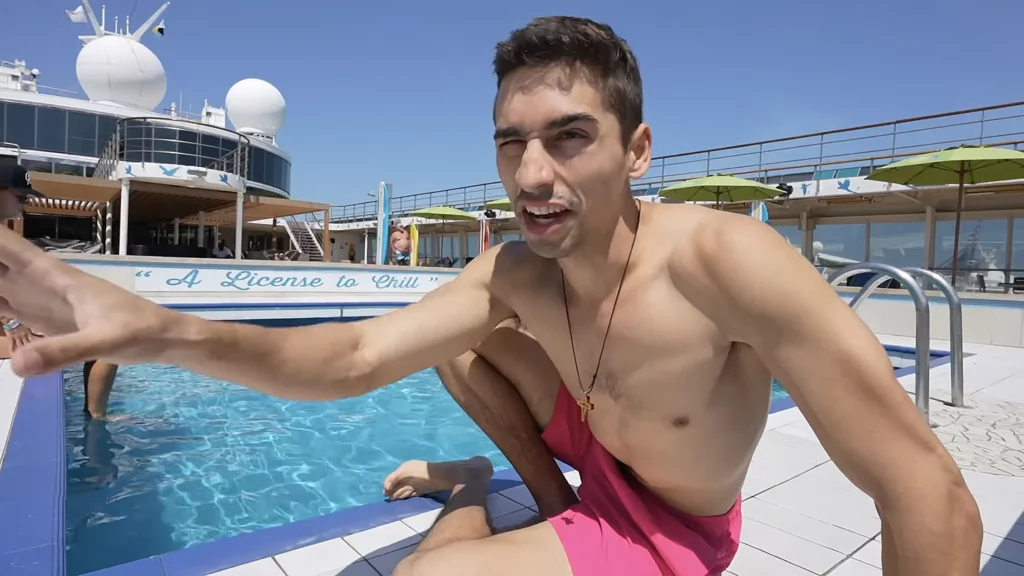 JoJo Crichton getting ready to get in the pool on Margaritaville at Sea Paradise