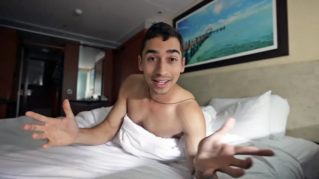 JoJo Crichton in bed on Margaritaville at Sea Paradise cruise 