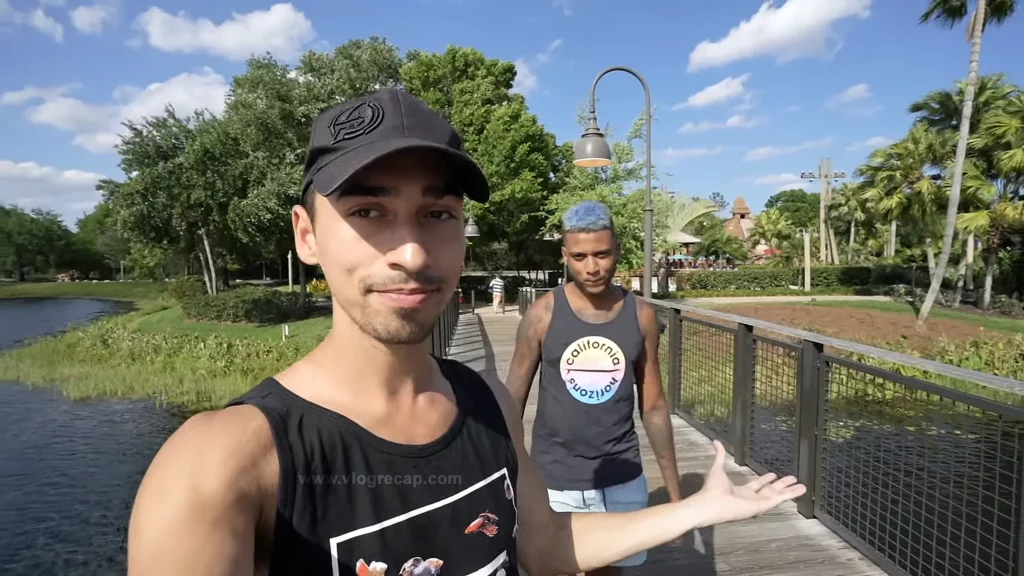 JoJo Crichton and Farris Khan on the way to Three Bridges Bar and Grill at Coronado Springs Resort
