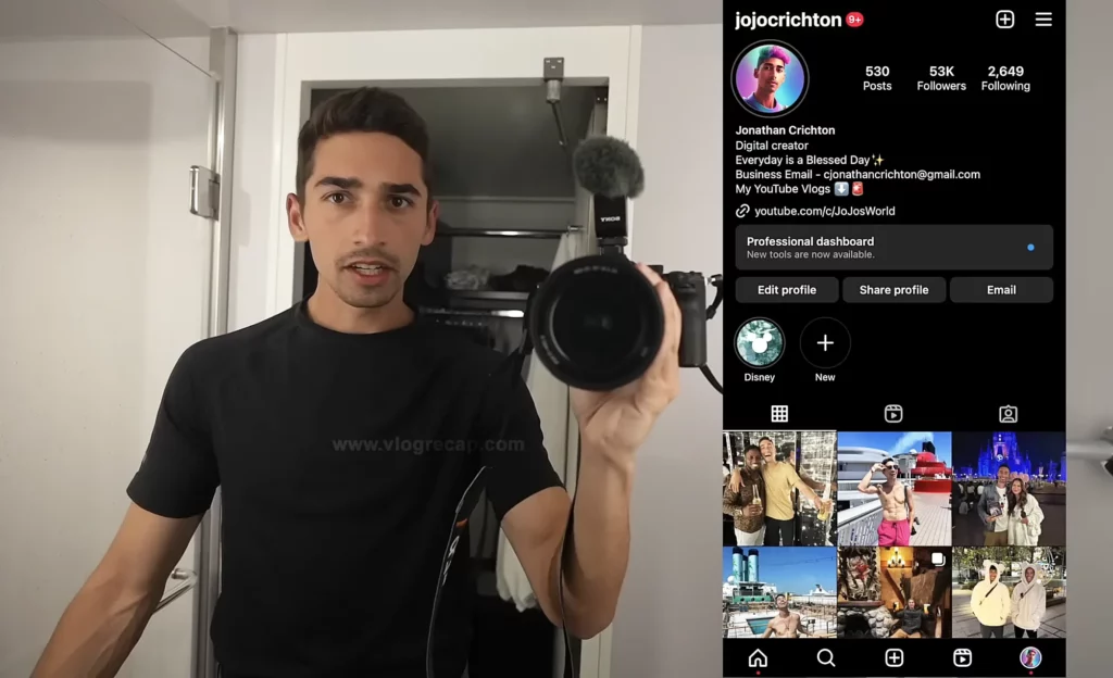 JoJo displaying an image of his Instagram account
