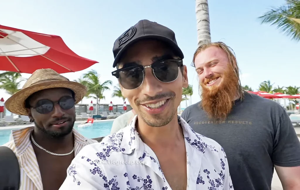 Shiplife J and JoJo Crichton at Virgin Voyages’ beach club