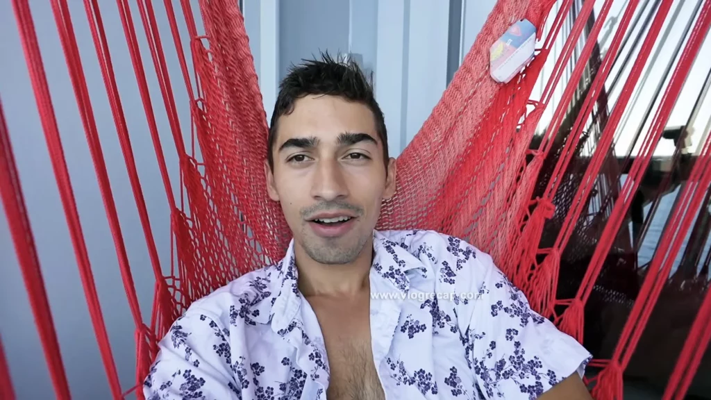 JoJo Crichton on hammock on Virgin Voyages’ Scarlet Lady cruise ship