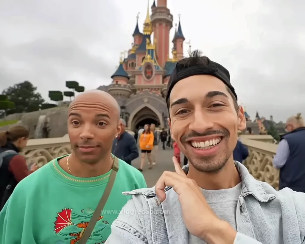 Jason Jete Jeter and JoJo Crichton at Disneyland Paris for riding every ride challenge