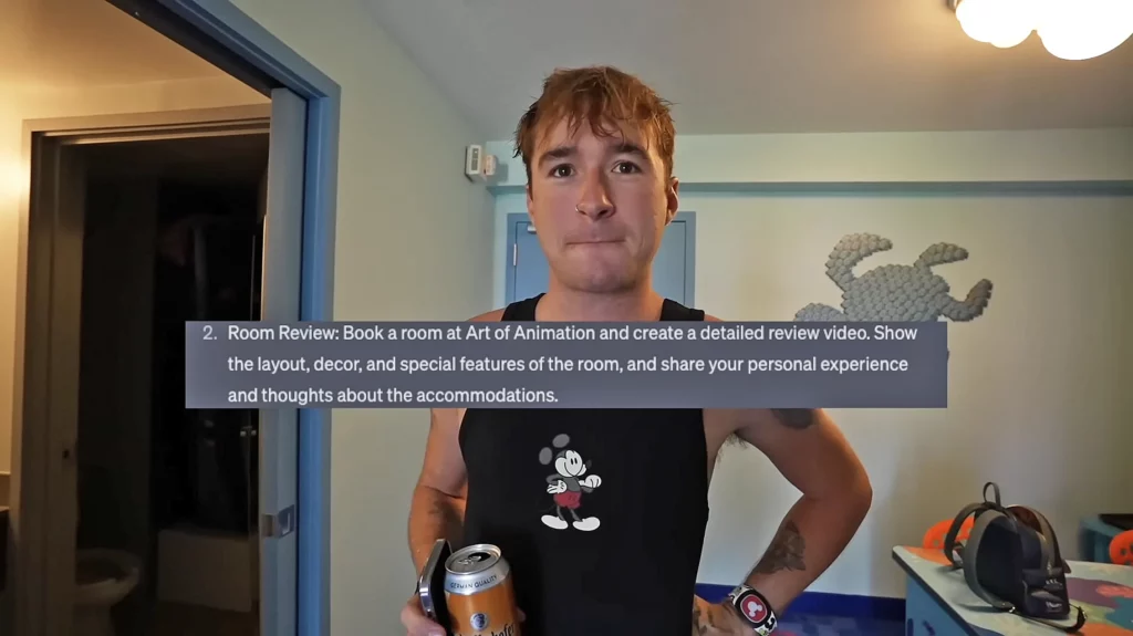 Ryan Martel in Art of Animation Resort room