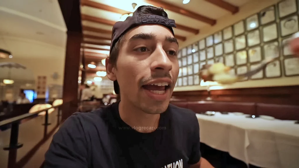 JoJo Crichton eating vegan food at the Brown Derby restaurant in Disney's Hollywood Studios,