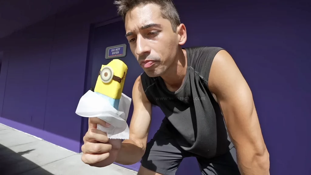 JoJo Crichton eating a Minion ice cream bar