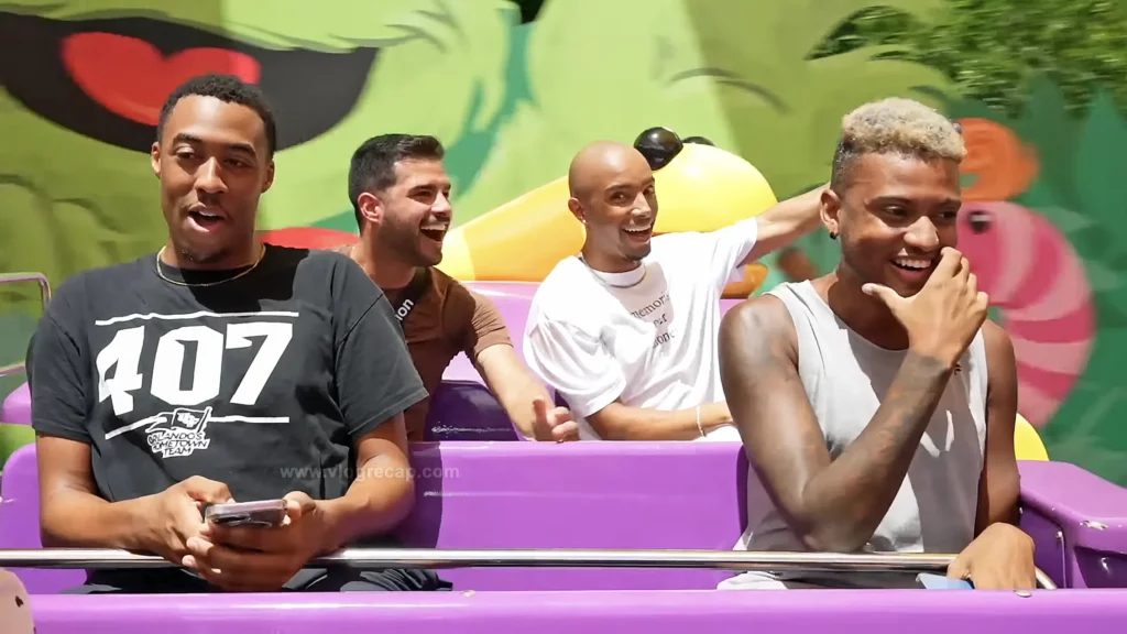 Jamari Jefferson, Kevin Mendez, Jete Jeter, and Farris Khan on Sesame Street ride at SeaWorld