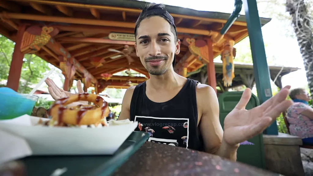 JoJo Crichton eating at Flame Tree Barbecue restaurant in Disney’s Animal Kingdom
