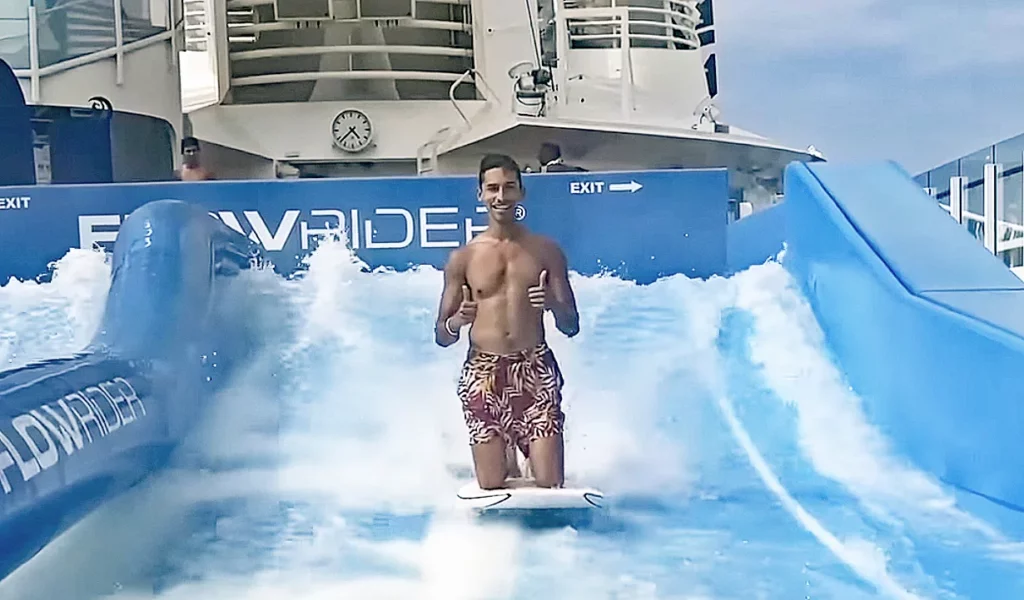 JoJo Crichton on the FlowRider on Freedom of the Seas