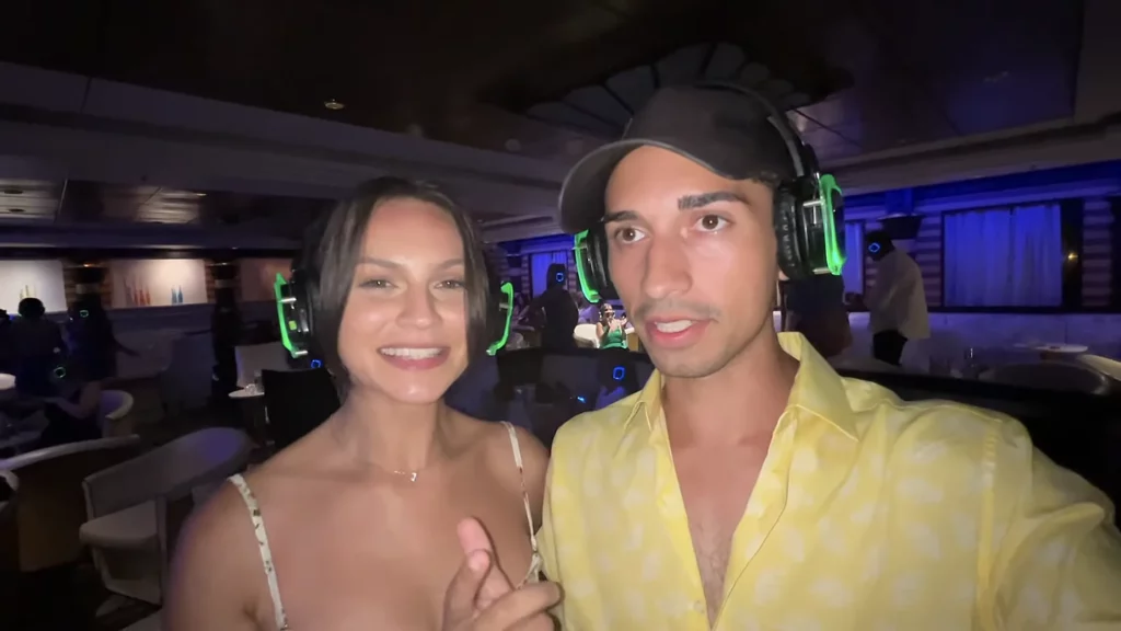 Krista Lynn and JoJo Crichton at a silent disco on Royal Caribbean's Freedom of the Seas