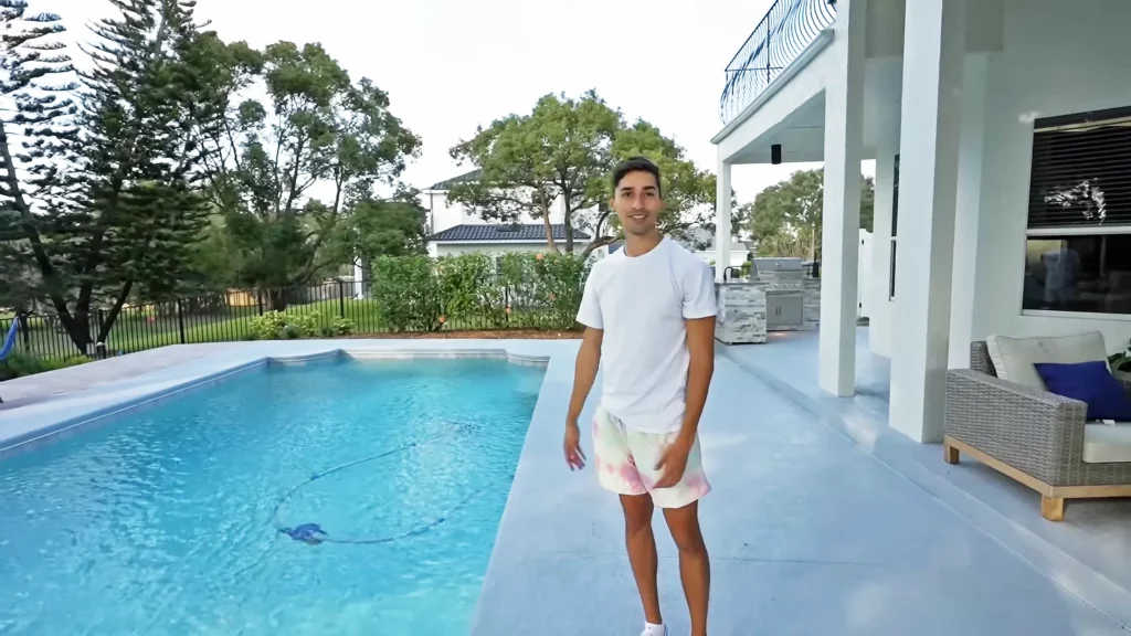 JoJo by the pool at house in Windermere Florida