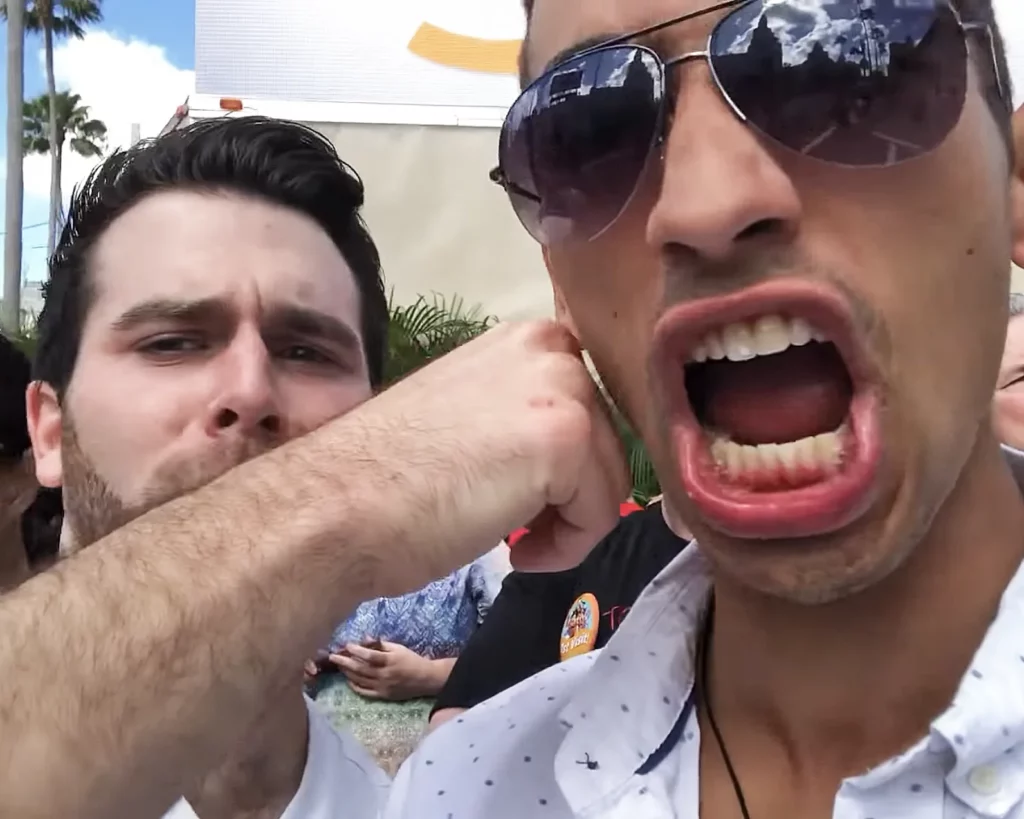 Kyle Pallo pretending to punch JoJo Crichton 