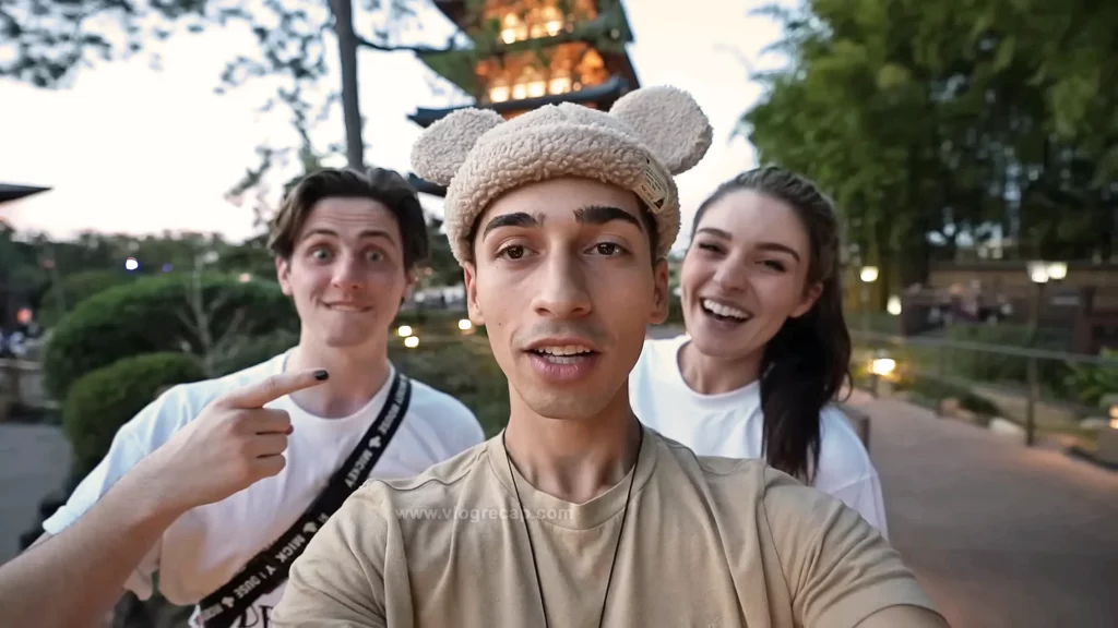 Liam Cole, JoJo Crichton, and Taya Miller in Japan Pavilion at Epcot