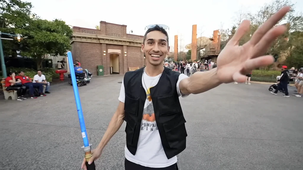 JoJo Crichton prepared to do a lightsaber giveaway