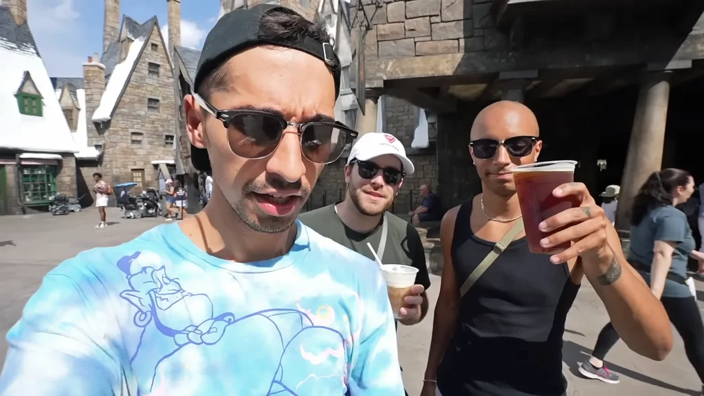 JoJo Crichton, Kyle Pallo, and Jete (Jason Jeter, aka showmelovejete) at Hogsmeade in Universal Studios