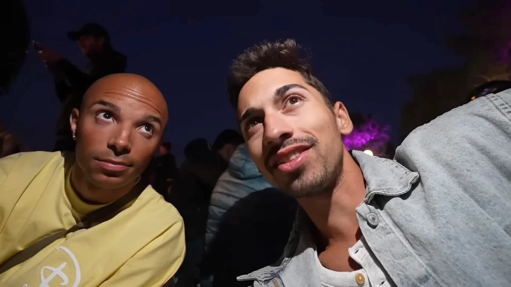 Jete (Jason Jeter, aka showmelovejete) and JoJo Crichton waiting for the nighttime fireworks at Disneyland Paris 