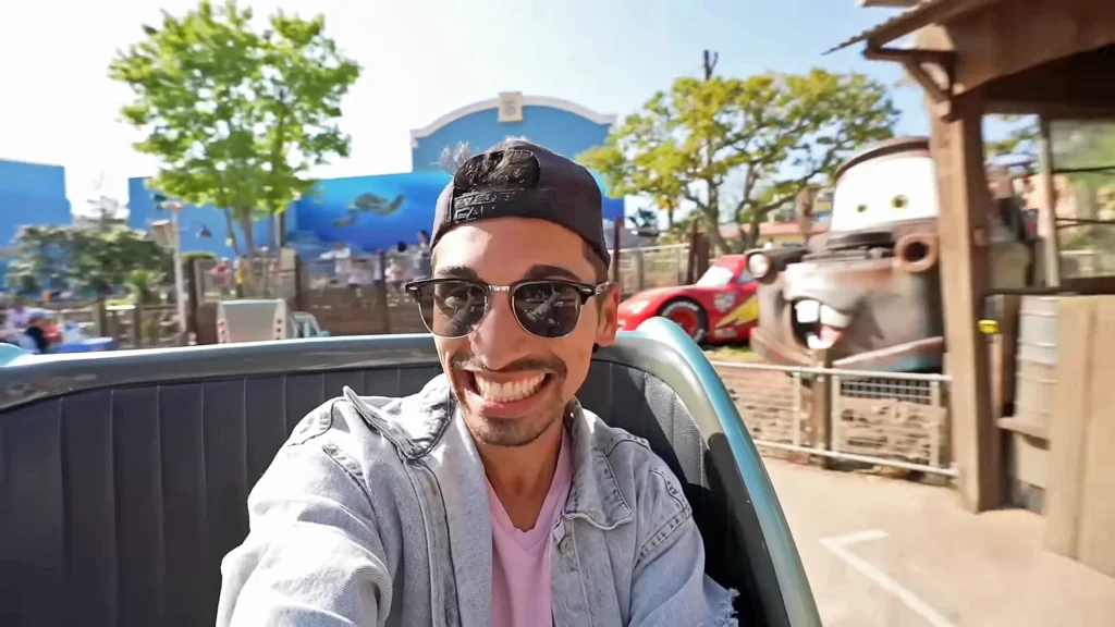 JoJo Crichton riding Cars Quatre Roues Rallye at Walt Disney Studios Park at Disneyland Paris
