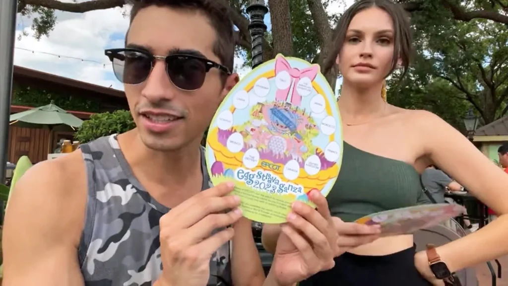 JoJo Crichton and girlfriend Krista Lynn with Eggstravaganza Easter egg hunt sheet