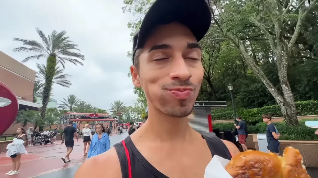 JoJo Crichton eating a pretzel at Disney's Hollywood Studios