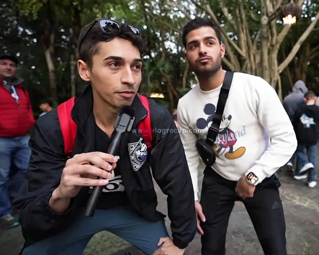 JoJo Crichton and Kevin Mendez at Disney's Animal Kingdom to ask Disney trivia questions