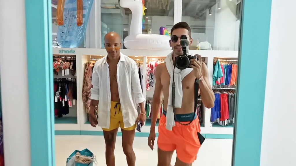 Jason Jete Jeter, aka showmelovejete, with JoJo Cricton wearing short shorts