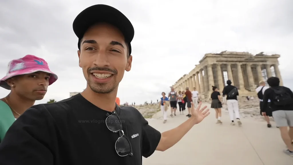 Jete and JoJo Crichton at the Parthenon in Athens Greece