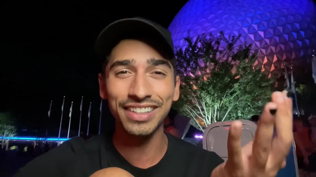 JoJo Crichton and Spaceship Earth at night